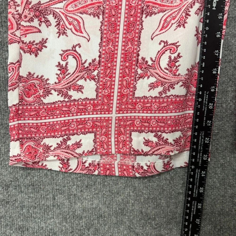 Michael Michael Kors Pants Womens Large Pink Print Wide Leg Crop Palazzo Pull On